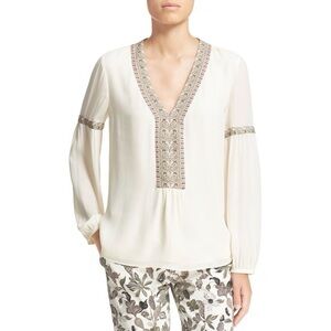 Tory Burch Silk Paisley long sleeve blouse size 6
